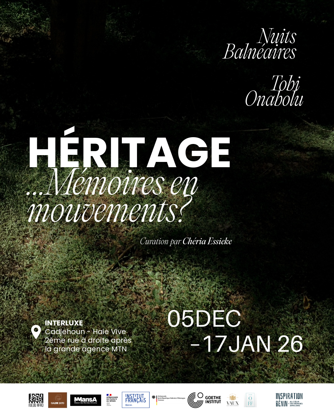 « Héritage… Mémoires en mouvement ? » du 5décembre au 17 janvier à la galerie Zato by Interluxe COtonou avec NUITS BALNEAIRES